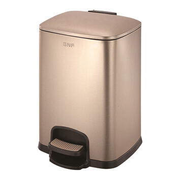 南 SJ8-F03 方形脚踏桶  香槟金 商用酒店宾馆客房不锈钢 南方垃圾桶 果皮桶 8升容量 防指纹