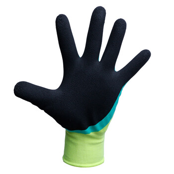 者也（ZYE）12双劳动手套劳保耐磨工作男工地工人干活加厚浸胶防滑带胶皮棉线橡胶 双层加强荧光绿黑【12双】