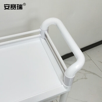安赛瑞 全塑收纳车 实验室可移动落地置物架收纳小推车治疗车换药车器械仪器台车 双层 600813