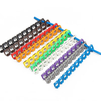 BOWERY卡扣式彩色数字号码管线卡式数字标签线号管电线网线编号标签卡扣0-9线标套管4平方 10条