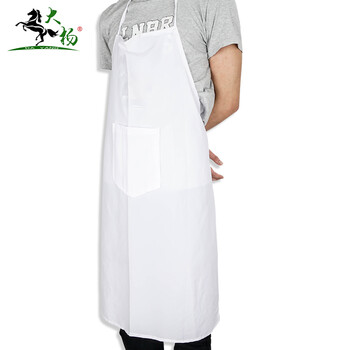 大杨182白布围裙 5条 防污防尘透气无袖挂脖 厨房厨师食堂餐饮家务工作服 白色 定制