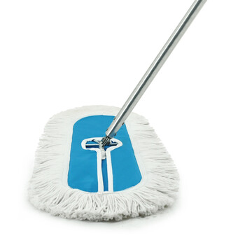 益美得 镀锌铁杆120cm大号平板拖把办公商用地拖棉线拖把物业保洁排拖尘推 分类款蓝色