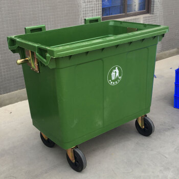 恒丰牌 环卫保洁垃圾车 手推垃圾车 物业清洁车 大容量塑料环卫垃圾车 军绿色660L