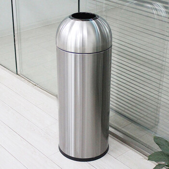 迪恩斯（DEANS）不锈钢奶茶店垃圾桶大号商用公共场合咖啡店铺公用商场餐厅圆形无盖垃圾筒 