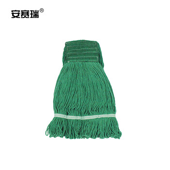 安赛瑞 美式加厚拖把夹式蜡拖 棉线打蜡墩布拖布 酒店餐厅医院用地拖 可拆洗 绿色 24451