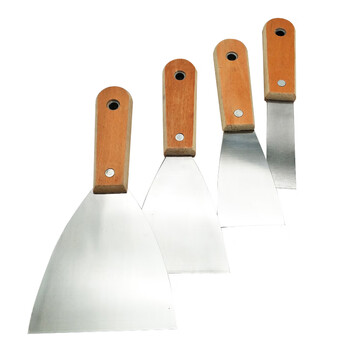 兰诗（LAUTEE）210358 双夹镜面柄油灰刀 不锈钢碳钢刮腻子刀 建筑装修工地用抹刀 双夹2寸  5把/盒