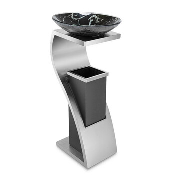 舒蔻酒店垃圾桶大堂立式室外宾馆时尚带内桶走廊带烟灰缸商场果皮桶箱电梯口A-179不锈钢S型烟灰桶方桶