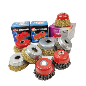 兰诗（LAUTEE）210348 碗型钢丝刷 金属除锈机用钢丝刷 角磨机不锈钢抛光刷 大红碗  10把/盒