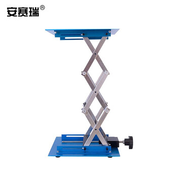 安赛瑞 实验室升降台 手动铝氧化升降器小型耐用可移动便携式升降平台 100×100×150mm 承重5kg 600682