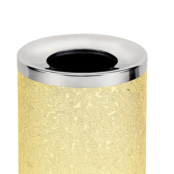 南 GPX-177A 南方圆形斜口房间垃圾桶 金卷叶皮纹 厨房垃圾桶酒店宾馆客房不锈钢垃圾桶 果皮桶