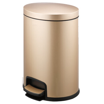 南 SJ5-T01 椭圆全钢形脚踏桶 香槟金 防指纹 酒店宾馆客房桶果皮桶房间桶 容量5升
