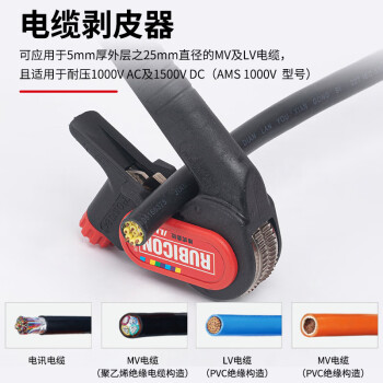 罗宾汉（RUBICON）绝缘电缆剥皮器RV-6320 电缆手动剥皮器 套筒式剥皮器套装 剥皮范围25-240mm²