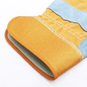 者也(ZYE)牛皮电焊手套 短款劳保手套加厚耐磨焊接防护手套 黄灰