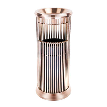 舒蔻酒店垃圾桶烟灰缸不锈钢大堂立式室外带内桶走廊带烟灰缸商场果皮桶箱垃圾桶A-598玫瑰金