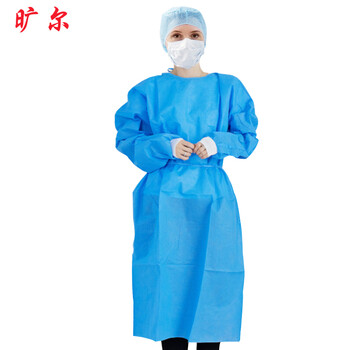 旷尔 SMS无纺布反穿衣螺纹袖口防护服 独立包装一次性隔离衣 加厚透气防尘工作服【蓝色 50件】