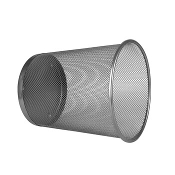 庄太太【银色中号】铁艺纸篓办公室镂空黑色铁丝网无盖垃圾桶