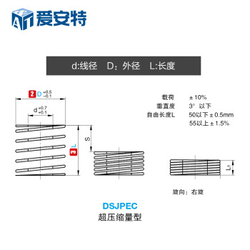 A&T爱安特矩形模具弹簧 绿色弹簧 压缩弹簧 超压缩量型矩形弹簧DSJPEC系列直径16.5mm 型号 DSJPEC-16.5-100