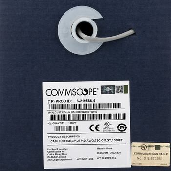 康普 AMP NETCONNECT 原装超五类网线（0.50±0.01mm） 非屏蔽网线 蓝箱 305米 6-219586-4（参考渠道cs24）