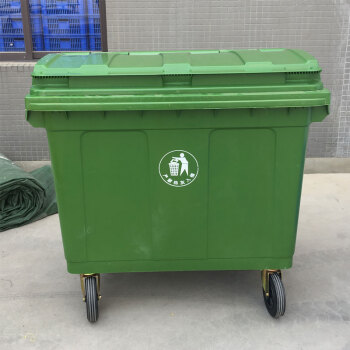 恒丰牌 环卫保洁垃圾车 手推垃圾车 物业清洁车 大容量塑料环卫垃圾车 军绿色660L