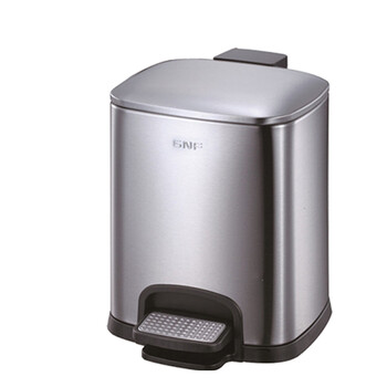 南 SJ3-F03 方形脚踏桶 砂银钢 商用不锈钢 南方垃圾桶 酒店宾馆客房果皮桶 厨房垃圾桶 5升容量 防指纹