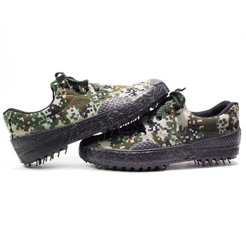 者也 3520迷彩鞋解放鞋工地劳保鞋户外耐磨工作鞋绿彩40码
