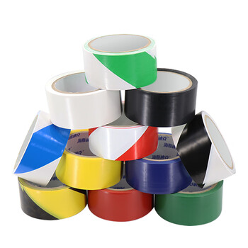 海斯迪克 车间划线安全标识胶带 PVC斑马线警示胶带 黑黄双色1卷 4.8CM*16y HKJD-004