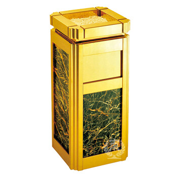 南 GPX-2 海棠角座地烟灰桶 南方垃圾桶 酒店宾馆果皮桶带烟灰缸垃圾筒 镜金 容量12升