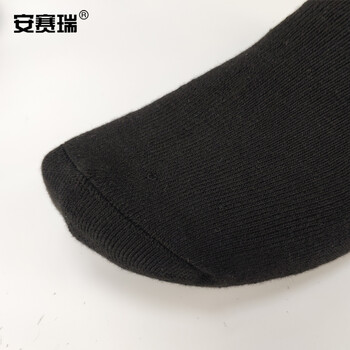 安赛瑞 冬季加厚棉袜 保暖加绒劳保中筒毛圈袜 男士耐磨劳保袜子 劳保工作袜5双装(黑色) 25630