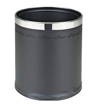 南 GPX-45F 南方圆形双层镂空花房间桶 紫荆花镜钢圈黑色 商用酒店宾馆客房垃圾桶 果皮桶 房间桶