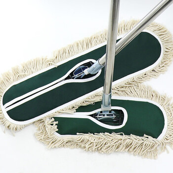 冰禹 尘推平板拖把排拖 绿白色110CM整套带杆 办公室家政工厂车间商场保洁吸水去污可拆卸(1个装)BY-637 