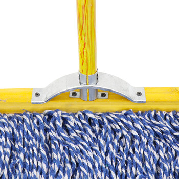 海斯迪克 尘推平板拖把排拖 74CM蓝白棉线木杆 办公室家政工厂车间商场保洁吸水去污可拆卸 (1个装) HK-8026