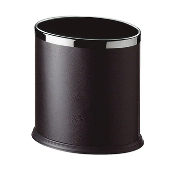 南 GPX-43B 南方固定钢圈包黑色人造皮单层椭圆垃圾桶 容量10升（2个起订） 商用客房垃圾桶 房间桶 果皮桶