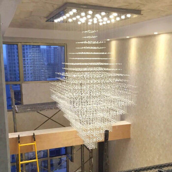 思洛迪水晶大吊灯楼梯长吊灯方形1米4