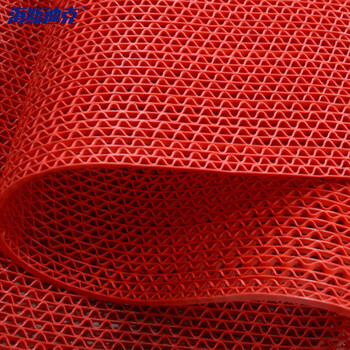 海斯迪克 HK-53 S型镂空防滑垫 网格pvc门垫 红色加密加厚5mm宽0.9m*1m 多拍不截断