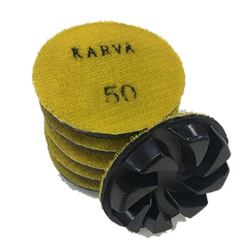 伽華（KARVA）JH-06 50目圆形树指螺旋厚片 6片装 黑色磨片  花岗石水磨片 抛光修边机圆形树指螺旋厚片