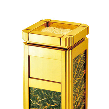 南 GPX-2 海棠角座地烟灰桶 南方垃圾桶 酒店宾馆果皮桶带烟灰缸垃圾筒 镜金 容量12升