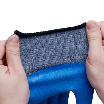 者也 浸胶发泡手套防滑耐磨工地劳保手套 十针发泡加厚棉纱/12双