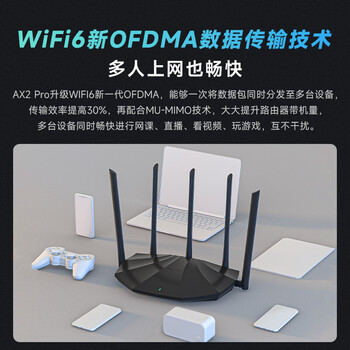 Tenda腾达AX2 Pro WiFi6双千兆无线路由器 5G双频 1500M无线速率 Mesh组网 穿墙游戏路由 信号增强款 