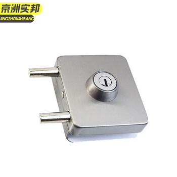 京洲实邦【四方双门双开15mm】免打孔推拉门不锈钢钢化玻璃门锁JZSB-9579B