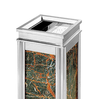 南 GPX-6A1 四菱角座地烟灰桶 南方垃圾桶酒店宾馆果皮桶带烟灰缸垃圾筒 中号镜钢 内桶容量11.7升