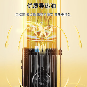宽选工品 电热油汀取暖器 大功率3kw电暖器速热大面积对流加热器 黑+金9片