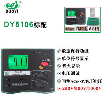 DUOYI（多一） DY5106 数字绝缘电阻表数显兆欧表(多量程) 1年维保