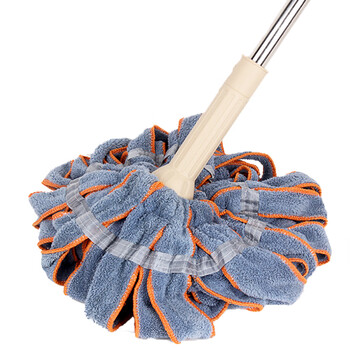 海斯迪克 HKW-69 自拧水旋转拖把 伸缩杆干湿两用免手洗 布条款灰色带杆