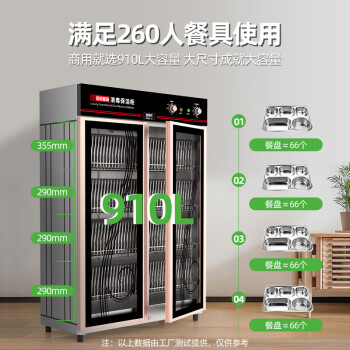 圣托（Shentop）消毒柜商用不锈钢双开门 910升大容量紫外线 酒店饭店热风循环消毒碗柜 YTP910-C8