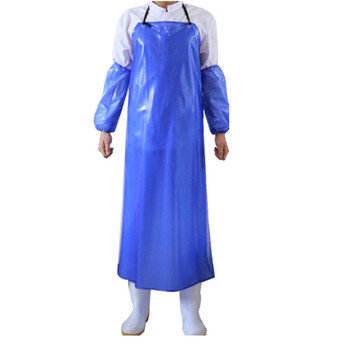 冰禹 劳保围裙 PVC防水围裙 防油耐酸碱围裙 清洁工作 蓝色PVC 可定制 BY-3051