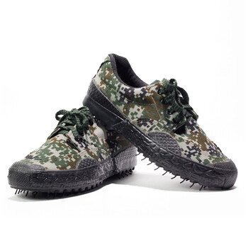 者也 3520迷彩鞋解放鞋工地劳保鞋户外耐磨工作鞋绿彩40码