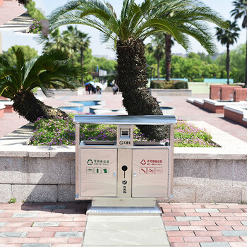 庄太太【201不锈钢双桶】户外小区不锈钢环卫分类垃圾桶