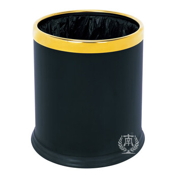 南 GPX-45 南方多层圆形垃圾桶 金圈黑色 商用酒店宾馆客房垃圾桶 房间桶 果皮桶 内桶容量9.8升