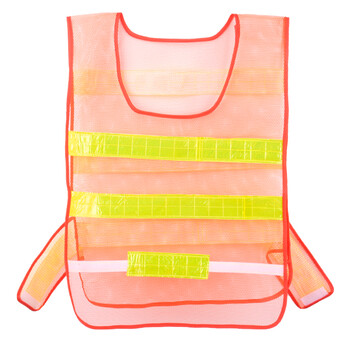 安美尚(ams)反光背心荧光网布马甲银条高亮汽车交通环卫施工执勤定做 均码 桔红色06#