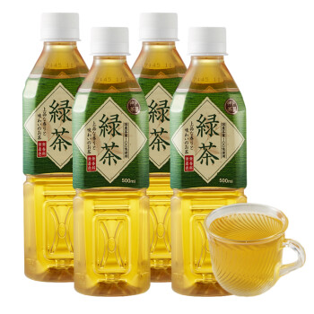 日本进口 神户茶房绿茶 500ml*4瓶 绿茶不添加自然清香茶饮料